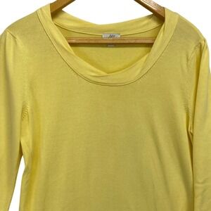 J Jill‎ Women's Yellow Cotton 3/4 Sleeve Knit Top Elegant Cowl Neck Top